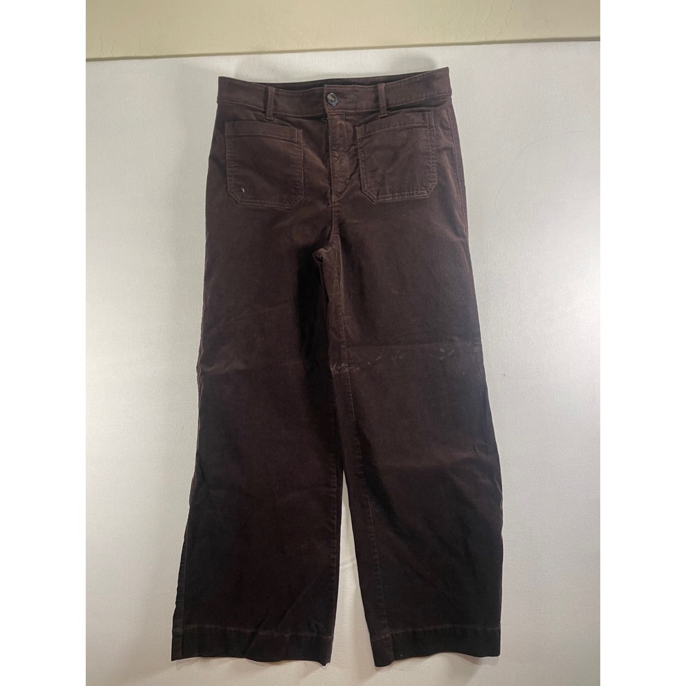 Loft The Palmer Wide Leg‎ Corduroy Pants Brown High Rise Patch Pocket Size 6 - Picture 2 of 9